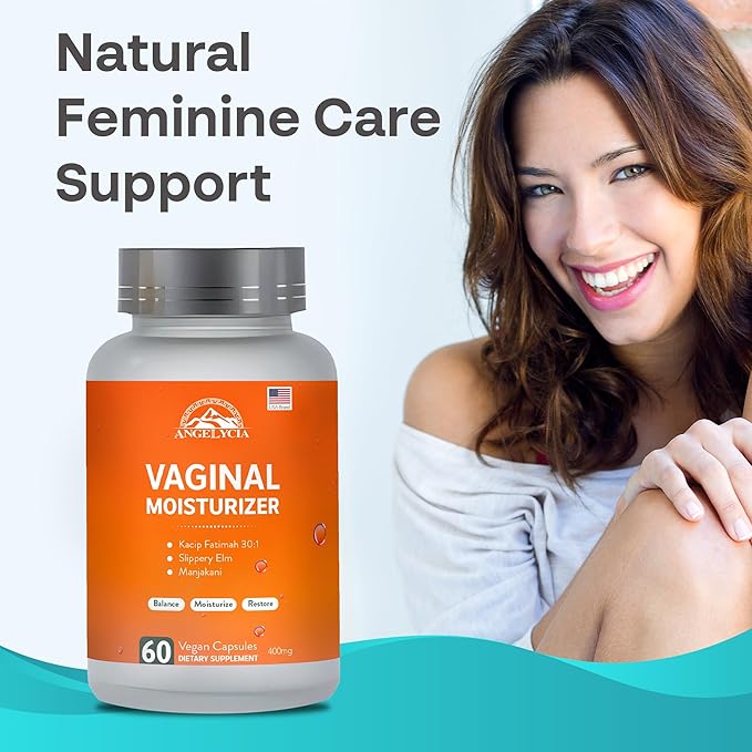 ANGELYCIA Natural Probiotic Vaginal Moisturizer Pills for Women – Slippery Elm Feminine Care Supplement for Vaginal Moisture Dryness Relief &amp Healthy pH Balance Support