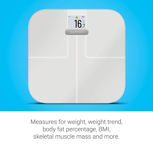 Garmin Index S2 Smart Scale with Wireless Connectivity Measure Body Fat Muscle Bone Mass Body Water% and More White (010-02294-03) (Renewed)