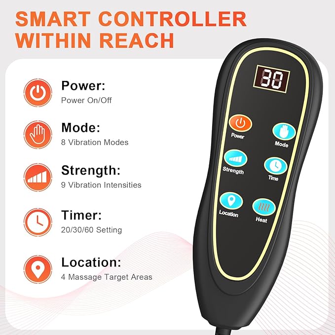 Back Massager for Chair Massage Seat Cushion with Heat Lumbar Traction 8 Vibrating Motors Massager Chair Pad for Full Body Pain Relief and Home Use