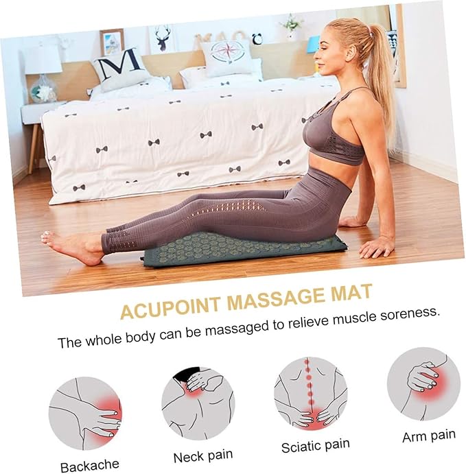 Acupressure Massage Mat and Pillow Set Shiatsu Relief Massage Cushion with Non-Slip Surface and Washable Cover Portable Back and Neck Relaxation Tool for Home and Travel