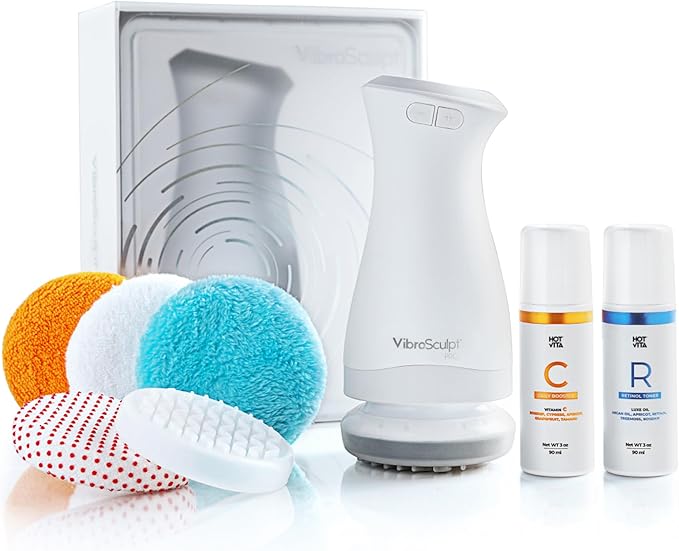 Vibro Sculpt Pro Bundle with Pro Pads Vitamin C Retinol – Complete Sculpting Massager Kit Retinol and Vitamin C for at-Home Contouring – Full Sculpting Bundle Vitamin C Retinol Included