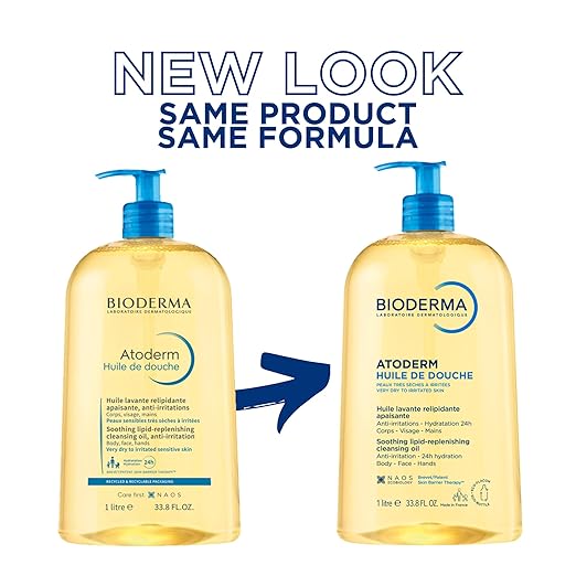 Bioderma Atoderm Shower Oil Cleansing Oil For Face &amp Body Nourishing Cleansing Oil For Dry to Atopic Sensitive Skin For Softer &amp Smooth Skin For Your Whole Family