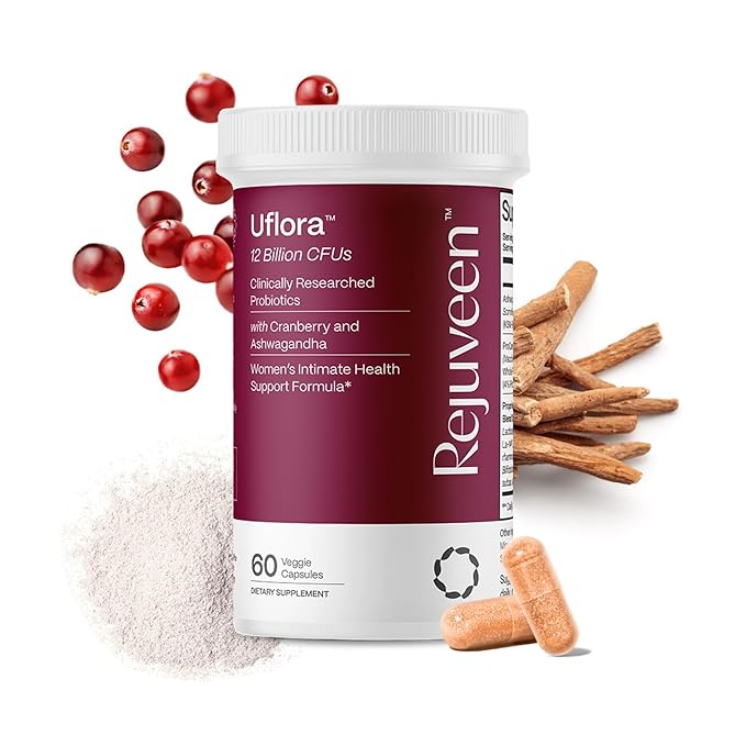 Uflora Vaginal Probiotics | Supports Vaginal Health Moisture &amp Yeast | Enhances Intimate Wellness | Clinically Proven Dosages | Probiotics Cranberry Ashwagandha | 60 Ct