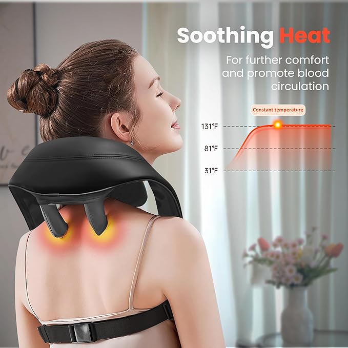COMFIER Mothers Day Gifts for Mom Dad 4D Neck and Shoulder Massager with Heat Cordless Shiatsu Back and Neck Massager for Pain Relief Hands-Free Massage Pillow with Carry Bag