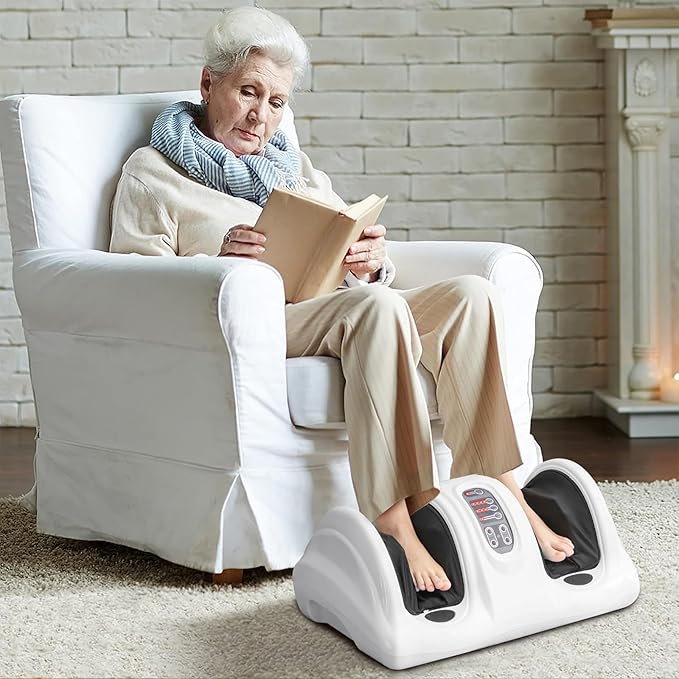 COSTWAY Foot Massager Electric Shiatsu Foot Massage Machine for Leg Calf Ankle Plantar Fasciitis Nerve Pain Therapy Deep Kneading Rolling Massage with Remote 4 Massage Modes White