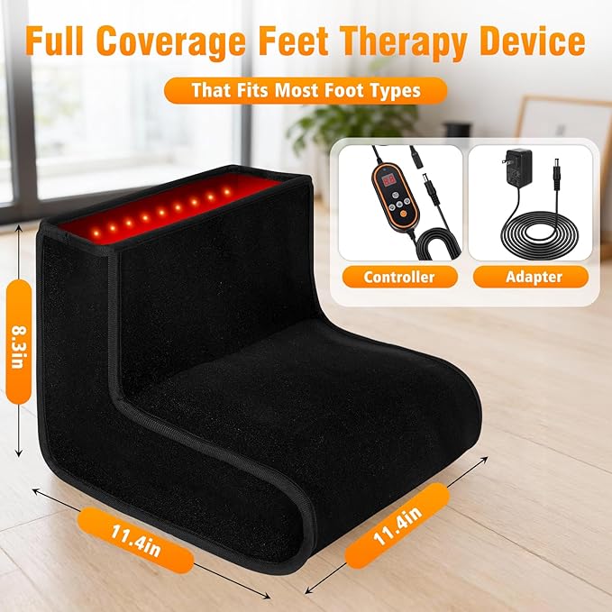 Red Light Therapy for Feet 320 Dual Wavelength 3 in 1 Chip LEDs with Adjustable Controller Full Coverage Foot Infrared Therapy Device for Ankle Heel Plantar Joint Muscle Relief