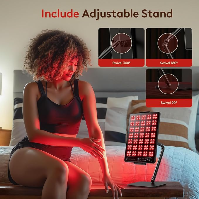 Red Light Therapy for Face Body: 660nm &amp 850nm Cordless Red Light Therapy Panel with Adjustable Stand - Red Infrared Light Panel with 3 Brightness Levels &amp Auto Off