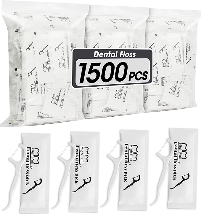 AZEN 1500 Count Dental Floss Bulk Individually Wrapped Floss Picks Toothpicks Flossers for Adults Ideal Travel Flossers for Deep Cleaning