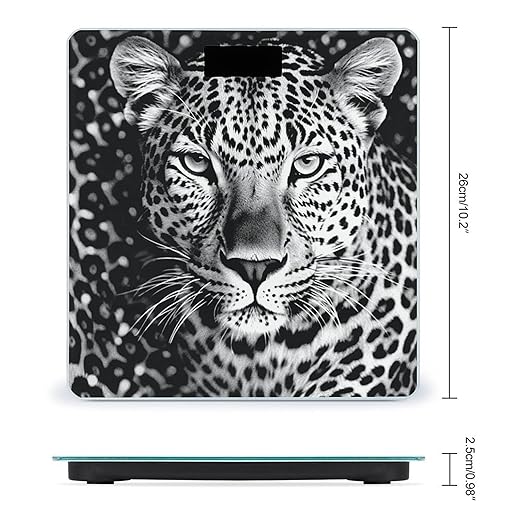 Black and White Leopard Face Bathroom Scale for Body Weight LCD Display Digital Bathroom Scale Tempered Glass Bathroom Weight Scales Fashion Smart Scales for Home Bedroom 400 Lb