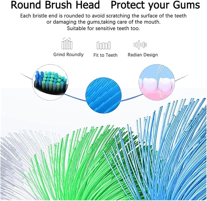 Brush Heads Compatible for with Philips Sonicare Tips Soft Dupont Nozzles Vacuum Sealed Packaged Hx3/6/8/9 Series General(10pcs Green)