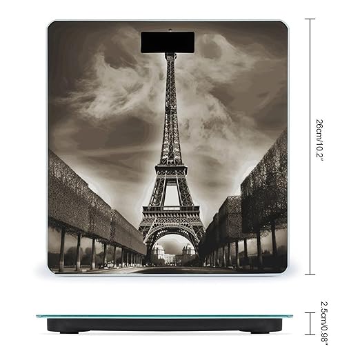Paris Eiffel Tower Weight Scale Digital Electronic Scales Bathroom Scale Larg LCD Backlight Display High Precision MeasurementsTempered Glass