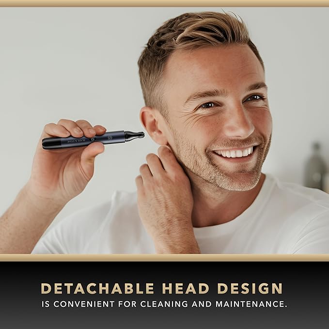Blade &amp Stone™ NS502-DN Nose &amp Ear Trimmer 2.0 | Graphene-X™ Blade | High-Velocity Low-Noise Motor | Patented Rotary Blade Design | Skin-Friendly Tug-Free Performance Detachable Head - Dark