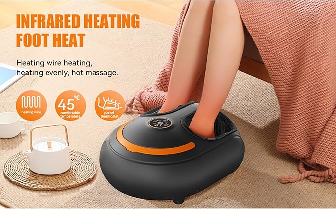 Foot Massager with Heating FunctionIt relieves Tired Muscles and Plantar Pain via deep-kneading Therapy and is Equipped with Multiple Massage Modes and Intensity Settings. (Black)