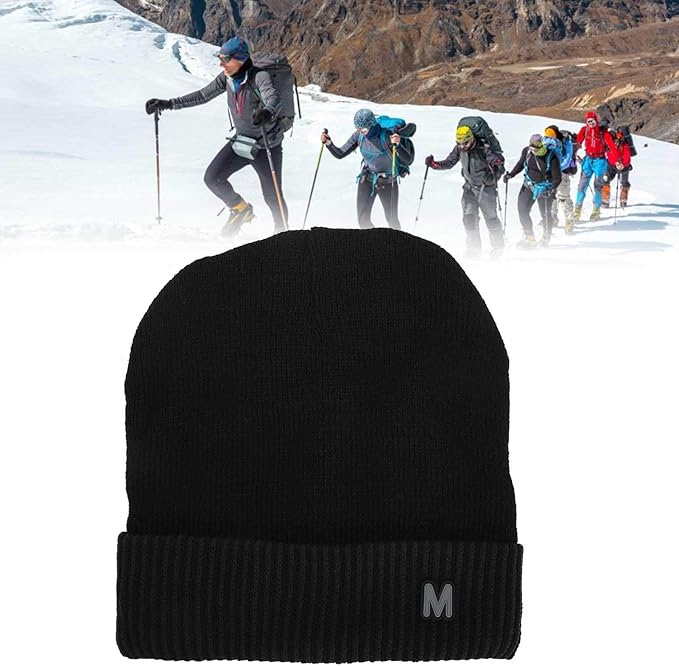 Pilipane Heated Hat USB Rechargeable Electric Winter Heated Beanie Hat for Men Women Outdoor Warm Fast Heating Breathable Winter Hats for Men for Outdoor Skiing Cycling(Black Edge)