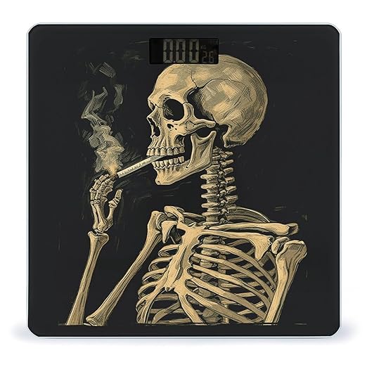 A Skeleton with Burning Cigarette Weight Scale Large Bathroom Scales Digital Weight with Bright LED Display Non Slip Automatic Weighing Scale Fashion Weighing Machine for Body