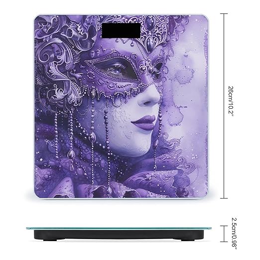 Purple Gradient Texture Bathroom Scale for Body Weight LCD Display Digital Bathroom Scale Tempered Glass Bathroom Weight Scales Fashion Smart Scales for Home Bedroom 400 Lb
