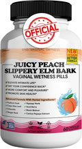 Juicy Peach Slippery Elm Bark Vaginal Dryness Moisturizer Feminine Care for Women End Vaginal Dryness with Slippery Elm Bark | Feminine Care for Vaginal Health Made in USA 60 Cap