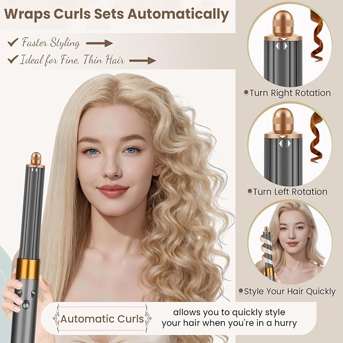 1.2IN Long Hair Barrels Attachment Compatible with Dyson Airwrap HS01 HS05 HS08 Accessories Automatic Curling Iron Curlers for Soft Inward Curls Voluminous Outward Waves