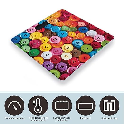 Colorful Buttons Smart Scale for Body Weight Accurate Bathroom Scale with LED Display Digital Weight Scales Weighing Machine High Precision Scales for Bath Home