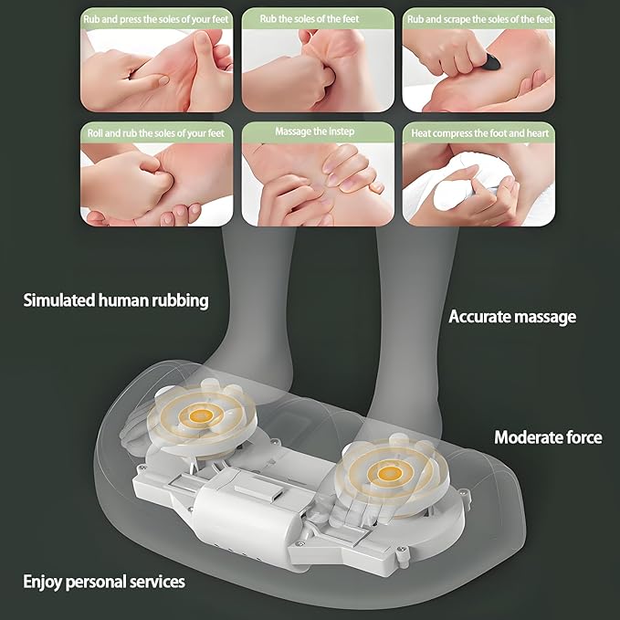 Foot Massager with Heatwith 3 Intensity Levels Shiatsu KneadingDual-Frequency Red Light 107.6°F Constant TemperatureIdeal for Feet Pain Relief at Home and Office (Black)