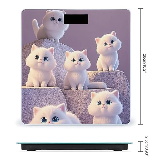 Digital Bathroom Scale for Body Weight Scale with Bright LCD Display High Accuracy Step-On Technology Auto On/Off Cute and Adorable Cat Digital Scales 400 Lbs /180kg