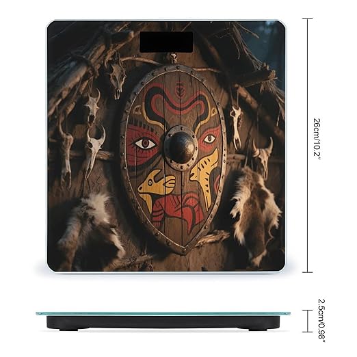 Tribal Pattern Bathroom Scale for Body Weight Bathroom Digital Electronic Weighing Scale with Back Lit LED Display Sturdy Tempered Glass Weight Watchers Scales 400lb