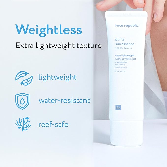 Face Republic Soothe &amp Protect - Calming Care AHA/BHA Moisturizer + Purity Sun Essence | SPF 50+ Broad Spectrum UV Sunscreen | Vegan Korean Skin care