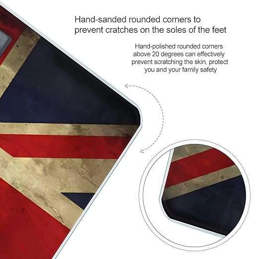 British Flag Scale for Body Weight Safe Rounded Corners Tempered Glass Digital Bathroom Scale LED Display 400lb Capacity Weight Scales with High Precision Sensors