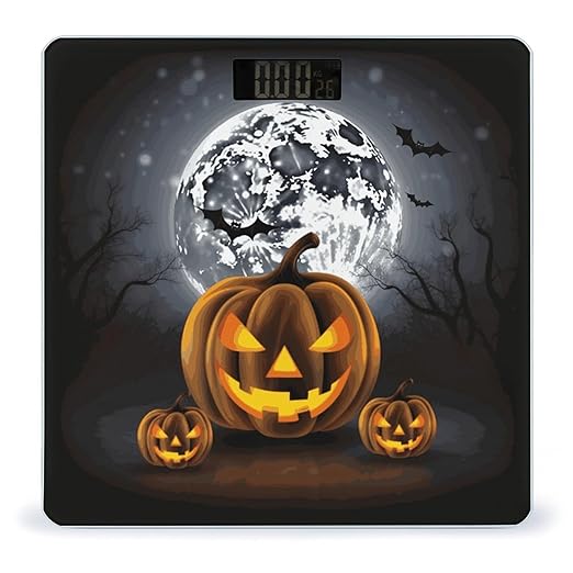 Halloween Moon Bat Pumpkin Weight Scale Digital Electronic Scales Bathroom Scale Larg LCD Backlight Display High Precisio MeasurementsTempered Glass