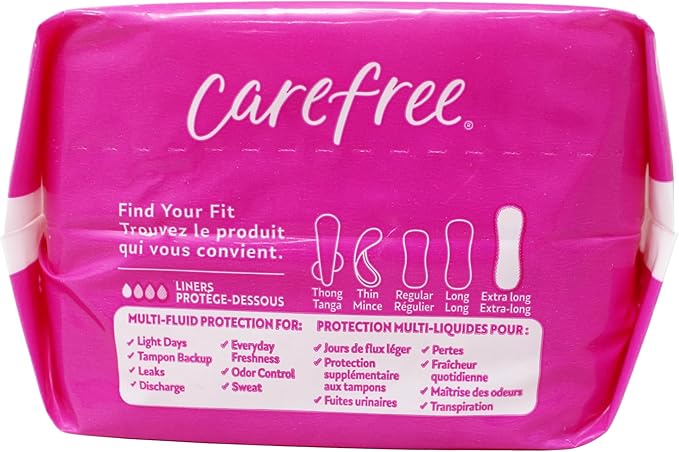 Carefree Extra Long Panty Liners Unscented Multi-Fluid Protection 36 Count (Pack of 5)