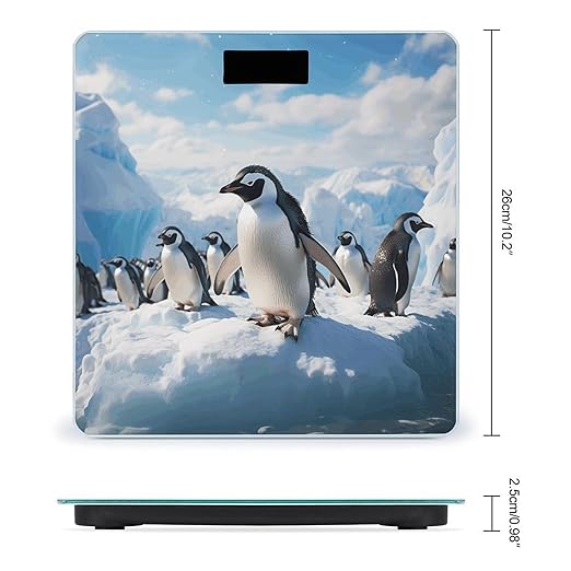 Penguins Bathroom Scale Large LCD Backlight Display Digital Scale Rounded Corners Body Scales Automatic Power On/Off Bathroom Scales for Home Bedrooms