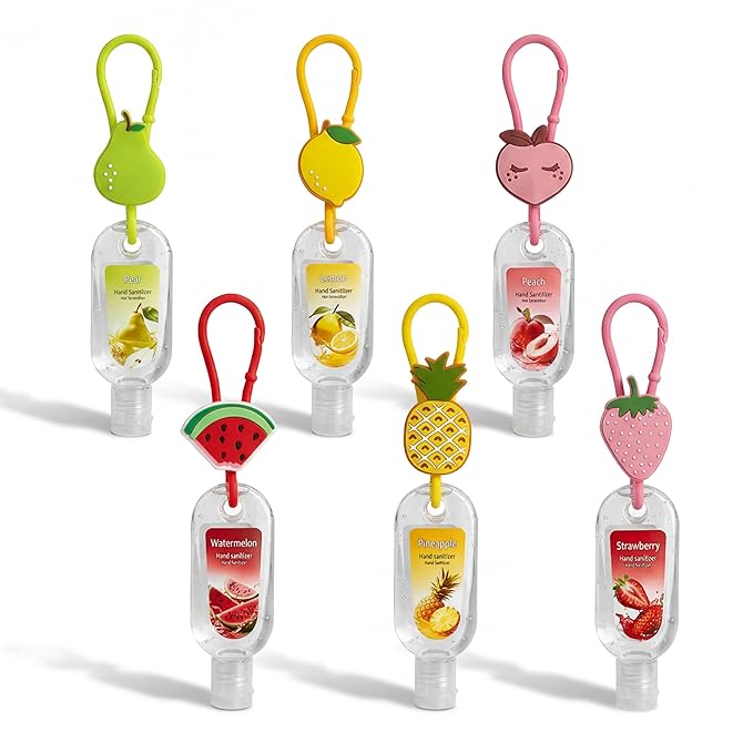 24 Pack Fruit Scentend Hand Sanitizers with Cute Keychains Bulk Travel Size Mini Hand Sanitizer Gel 1oz Employee Appreciation Gifts Teacher Nurse Coworker Team Gifts Graduation Party Favors