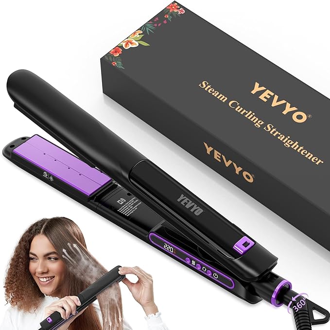 Steam Straighteners for Hair Professional Salon Titanium Vapor Straightening Irons High-end Salon Water Light Steam Flat Iron | 24 Hour Anti-frizz | Make Hair Smooth and Adds Shine