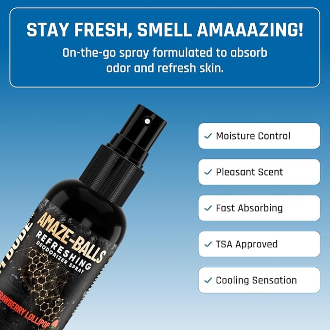 Derm Dude Below-the-Belt Deodorant Bundle | Happy Sack Anti-Chafing Cream 2oz + Amaze Ball Deodorant Spray 2oz | Groin &amp Sack Odor Control Sweat Protection Talc-Free Aluminum-Free with DeoPlex