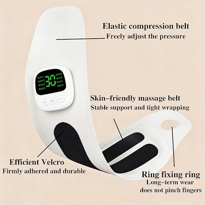 Rechargeable Adjustable Electric Wrist Massager Portable Cordless Hand Heating Pad with 8 Modes Heating Pad with 8 Modes &amp 30 Intensity Levels Magnetic Detachable Host (White)