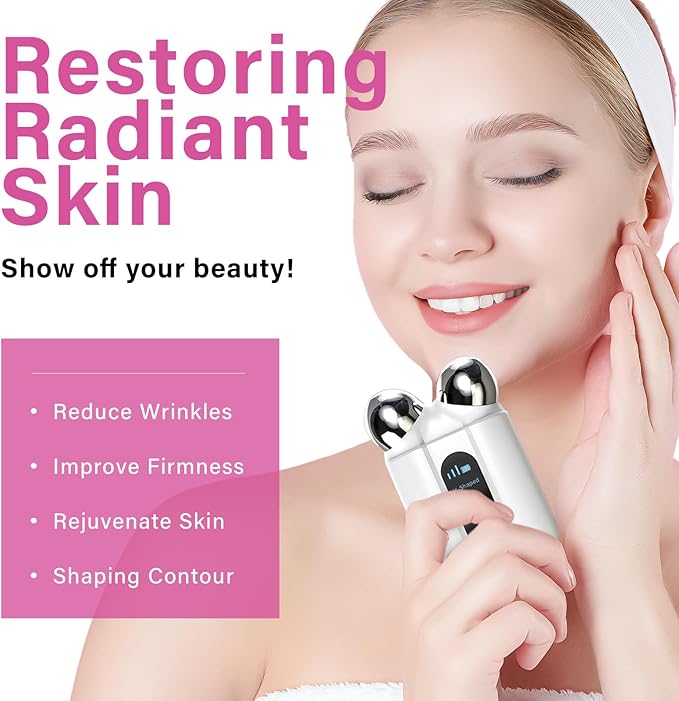 Microcurrent Facial Device Professional Anti-Aging Skin Tightening Machine with Red Light Microcurrent Facial Roller for Instant Face Sculpting &amp Toning Jawline Defining &amp Eye De-Puffing