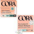 Cora Organic Feminine Care | Applicator and Non-Applicator Tampon Multipack | Eco-Conscious | 72 Total | Bundle Pack