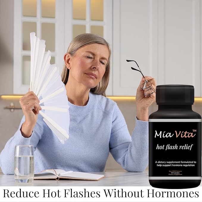 FEMMEPHARMA Mia Vita Hot Flash Supplements for Menopause Non-GMO Natural Hormone Regulation for Night Sweats Black Cohosh &amp Dong Quai 60 Capsules (30 Day Supply)