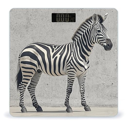 Zebra on The Wall Scale for Body Weight Highly Accurate Digital Bathroom Scale Sturdy Tempered Glass Weighing Scales with LCD Display Fashion Body Fat Smart Scales 400lb