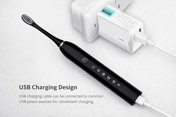Electric Toothbrush for Adults Rechargeable Cordless Power Toothbrush with 6 Modes 4 Brush Heads 2-Min Timer Electric Tooth Brush Adult Black White Pink (White 1Handle 4Heads)