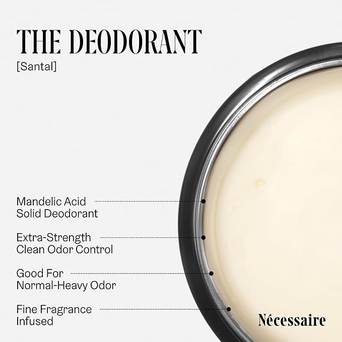 Nécessaire The Deodorant Santal | Natural Aluminum Free Deodorant For Women &amp Men. Extra Strength Treatment with Mandelic Acid. Free of Baking Soda Ozokerite &amp Parabens (75 g/2.5 oz)