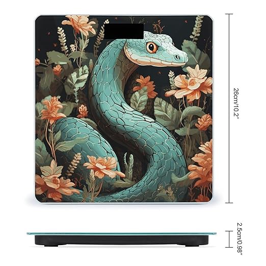 Snake and Flower Bathroom Scale for Body Weight Bathroom Weighing Scale with Backlit LCD Display Highly Accurate Measures Weight Up to 180kg