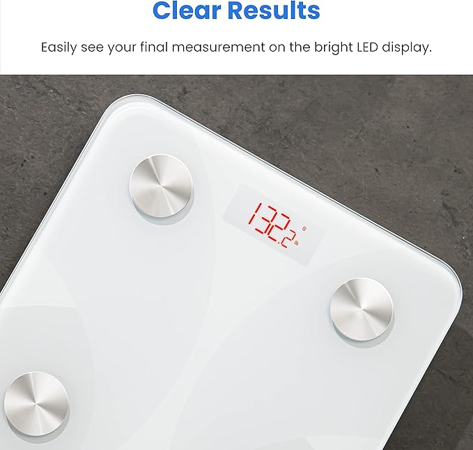 Etekcity Scale for Body Weight Smart Digital Bathroom Weighing Scales with Body Fat and Water Weight for People Bluetooth BMI Electronic Body Analyzer Machine 400lb