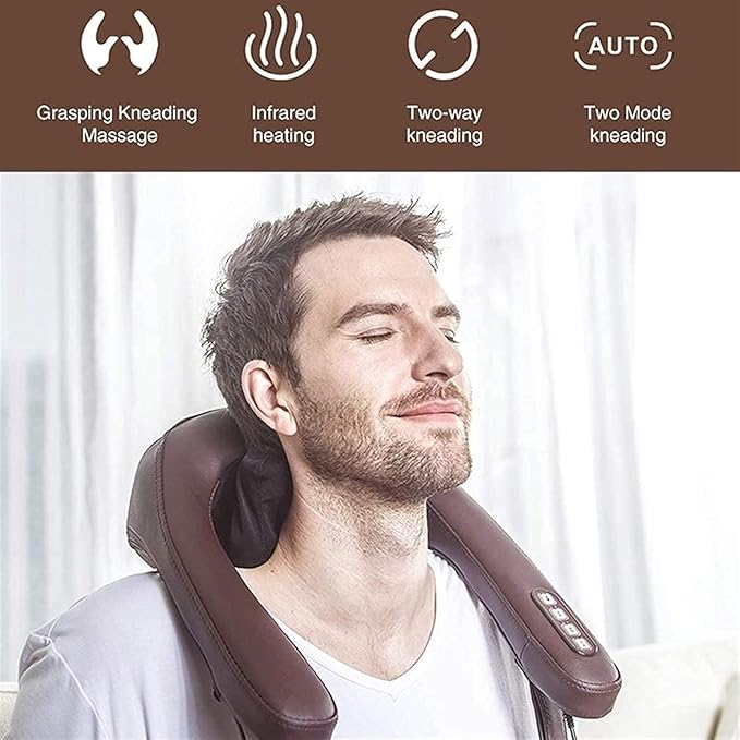 Shiatsu Back and Neck Massagerwith Electric Deep Tissue Kneading Massagefor Neck Back Shoulder Foot and Legs Use at Home Car Office Cream Color