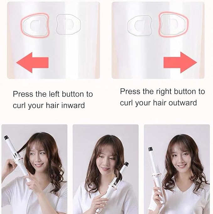 Automatic Curling Iron – Wireless Hair Styling Curler Wand Multi Temperature Curling Tool | Portable 360 Rotating Curling Device Anti tangles Heat Hair Roller for Short Thick Volume