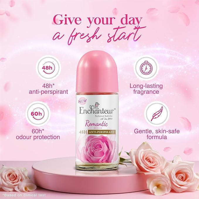 Romantic Roll-On Anti-Perspirant Deodorant En.ch.an.teur | 48-Hour Odour Protection Quick-Dry &amp Non-Sticky | Floral French Fragrance | 50 ML [1.69 Fl Oz]