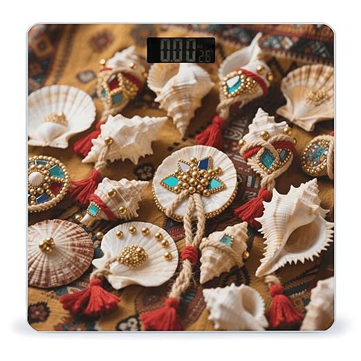 Beach Shell Scale for Body Weight Sturdy Tempered Glass Weighing Scales with LCD Display Accurate Digital Bathroom Scale Convenient Body Fat Smart Scales Easy Read