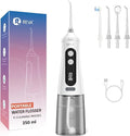 Professional Water Dental Flosser for Teeth &amp Braces - 9 Modes Cordless Oral Irrigator 350ML Large Reservoir 360° Nozzle IPX7 Waterproof Rechargeable Dental Floss Tool (M131 - White)