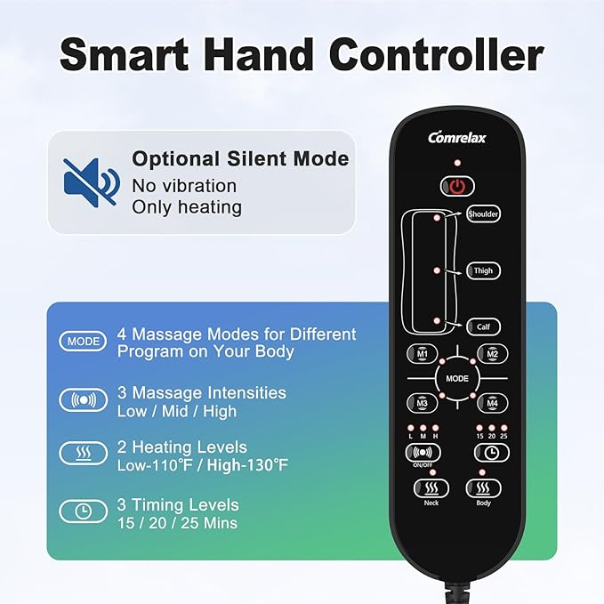 Vibration Massage Mat with Heat Full Back Heating &amp Lumbar Traction Back Massage Chair Pad for Seniors Office Workers &amp Family 3 Intensities &amp 2 Heat Levels Fatigue &amp Pain Relief
