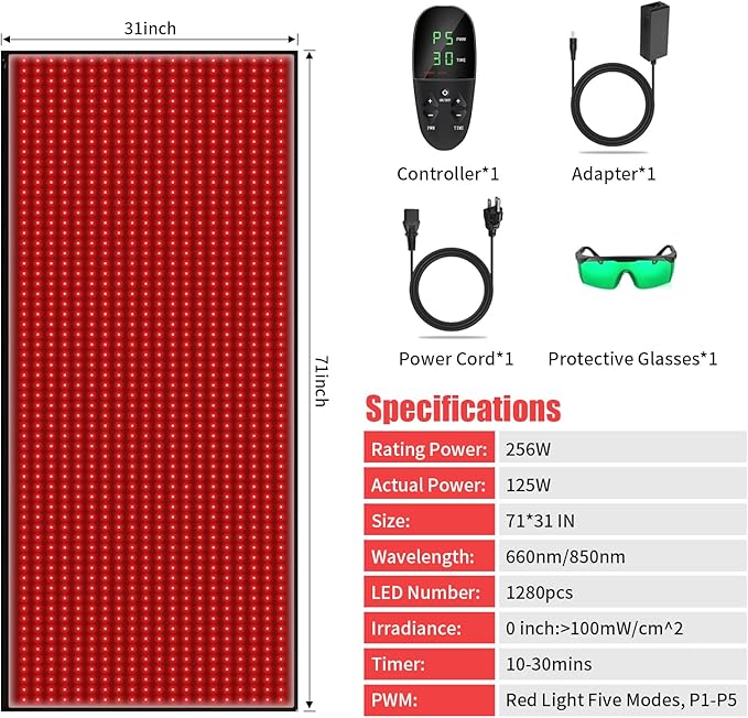 Red Light Therapy Mat for Body Pain ReliefRed Light Therapy Blanket 1280 LEDs Red Near Infrared 660nm 850nm Full Body Pad 71x 31 Large Red Light Therapy Pad